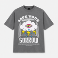 Grey Oversized Save Your Sorrow T-shirt