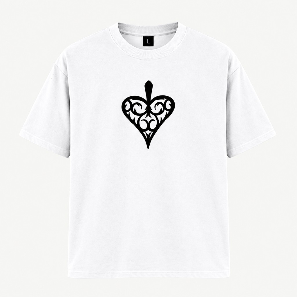 White Queen of Spades Graphic Oversized T-Shirt