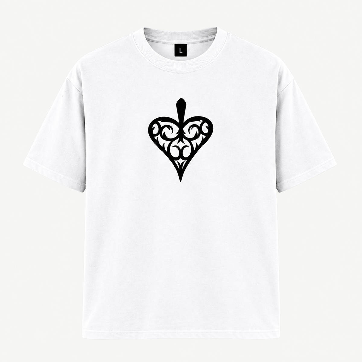 White Queen of Spades Graphic Oversized T-Shirt